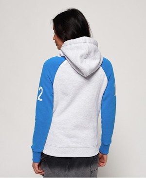 Superdry Team Sport Raglan Női Kapucnis Pulóver Szürke/Kék | CWNDJ1536